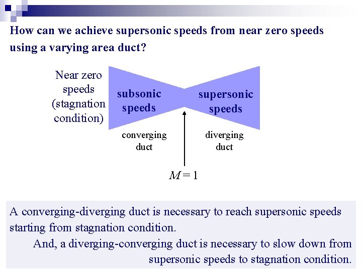 How can we achieve supersonic speeds from near zero speeds using a varying area