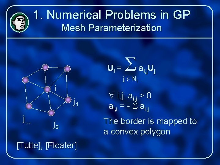 1. Numerical Problems in GP Mesh Parameterization Ui = a U i, j j