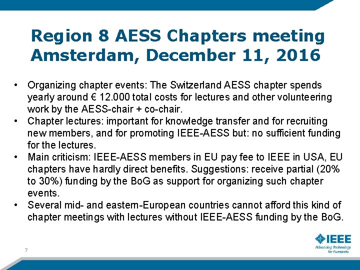 Region 8 AESS Chapters meeting Amsterdam, December 11, 2016 • Organizing chapter events: The