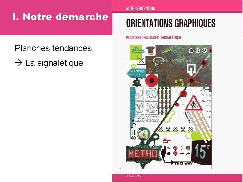 I. Notre démarche Planches tendances La signalétique 