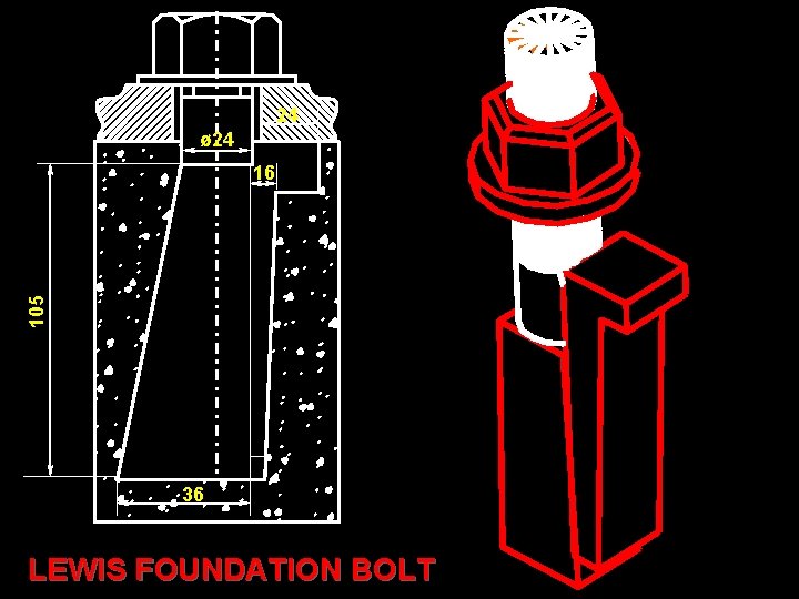 24 ø 24 105 16 36 LEWIS FOUNDATION BOLT 