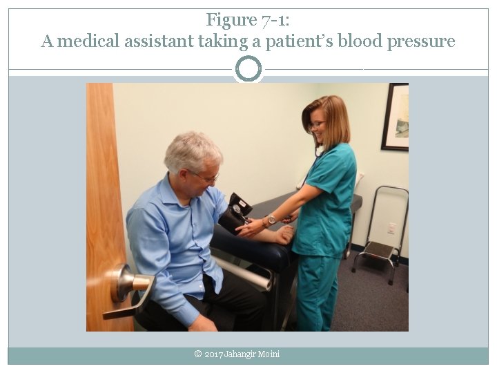 Figure 7 -1: A medical assistant taking a patient’s blood pressure © 2017 Jahangir