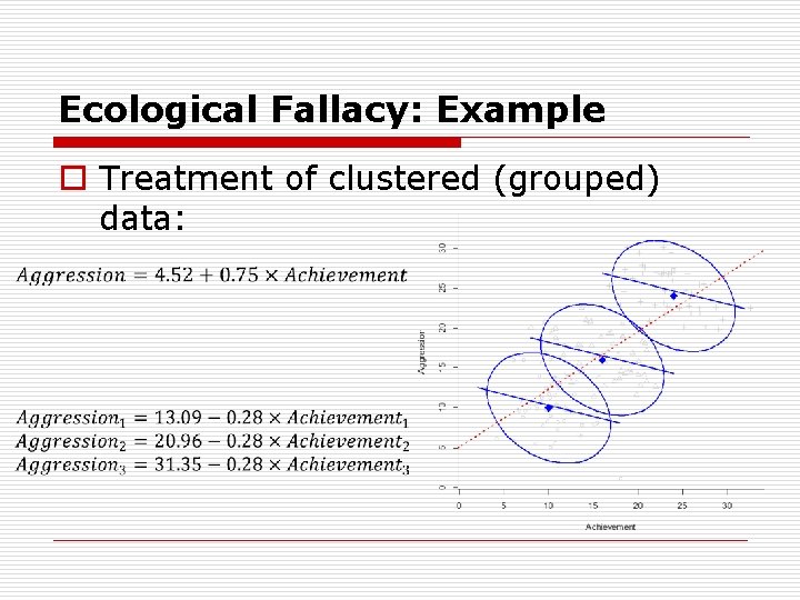 Ecological Fallacy: Example o Treatment of clustered (grouped) data: 