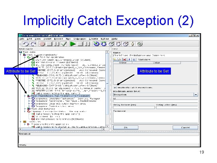 Implicitly Catch Exception (2) Attribute to be Set 19 