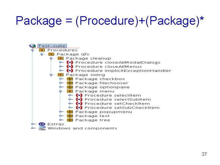 Package = (Procedure)+(Package)* 27 