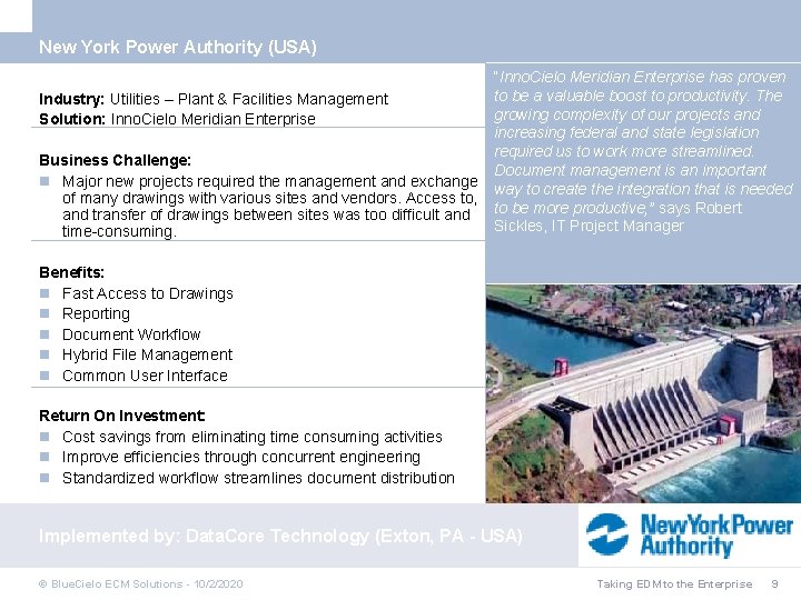 New York Power Authority (USA) Industry: Utilities – Plant & Facilities Management Solution: Inno.