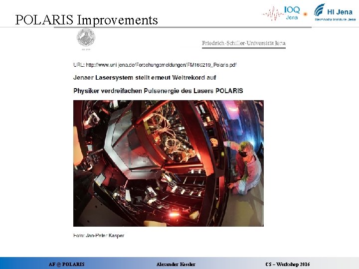 POLARIS Improvements AF @ POLARIS Alexander Kessler CS – Workshop 2016 