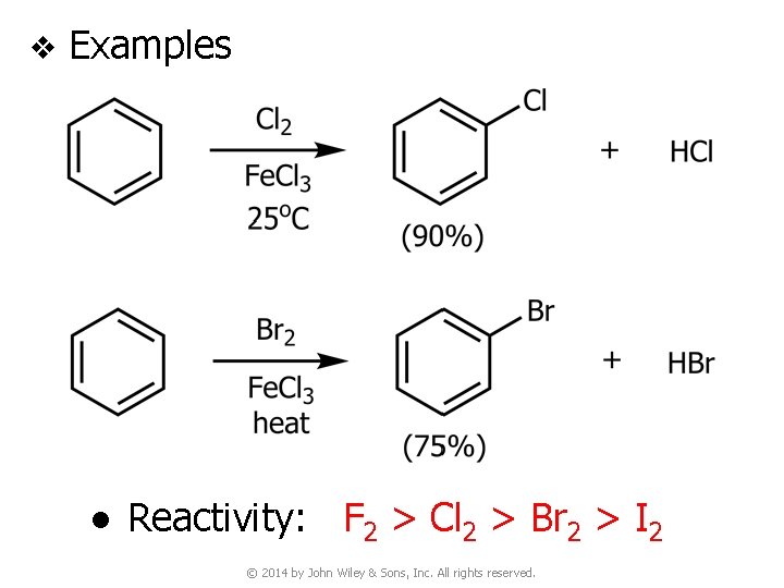 v Examples ● Reactivity: F 2 > Cl 2 > Br 2 > I