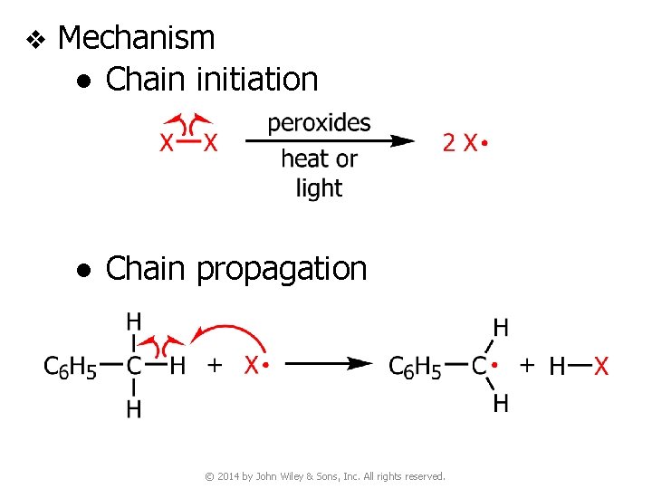 v Mechanism ● Chain initiation ● Chain propagation © 2014 by John Wiley &