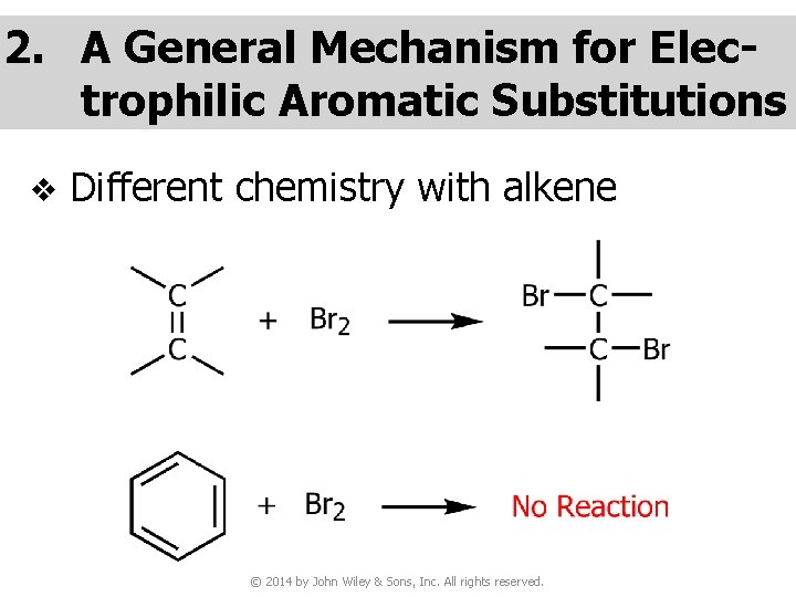 2. A General Mechanism for Electrophilic Aromatic Substitutions v Different chemistry with alkene ©