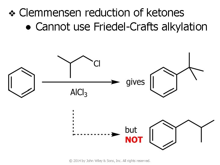 v Clemmensen reduction of ketones ● Cannot use Friedel-Crafts alkylation © 2014 by John