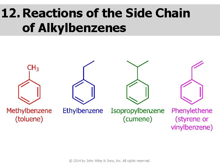 12. Reactions of the Side Chain of Alkylbenzenes © 2014 by John Wiley &