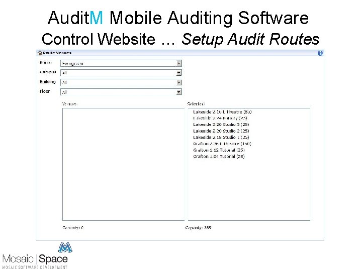 Audit. M Mobile Auditing Software Control Website … Setup Audit Routes 