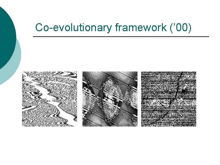 Co-evolutionary framework (’ 00) 