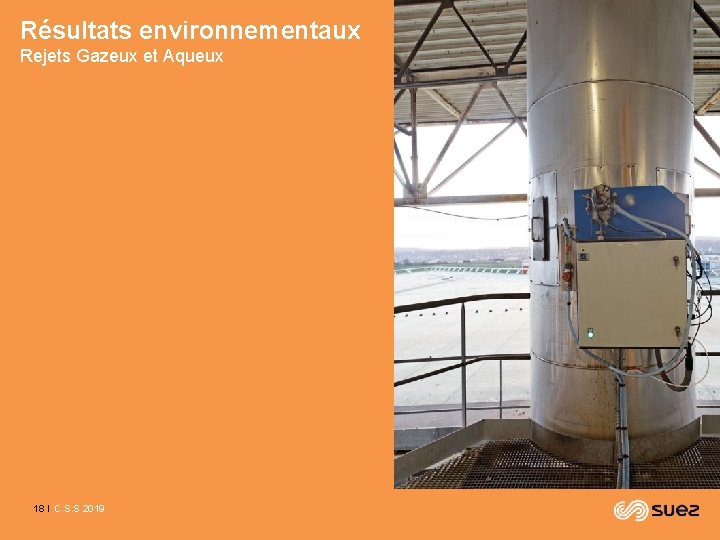 Résultats environnementaux Rejets Gazeux et Aqueux 18 I C. S. S 2019 