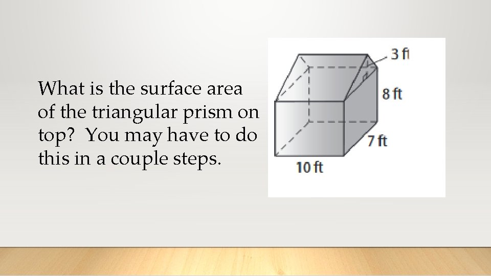 What is the surface area of the triangular prism on top? You may have