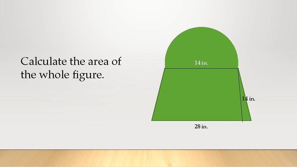 Calculate the area of the whole figure. 14 in. 28 in. 