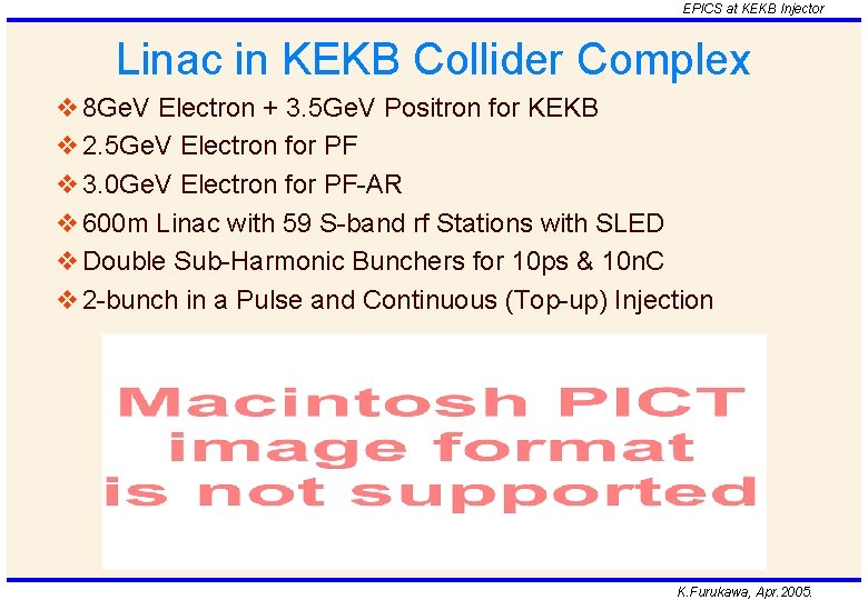 EPICS at KEKB Injector Linac in KEKB Collider Complex v 8 Ge. V Electron