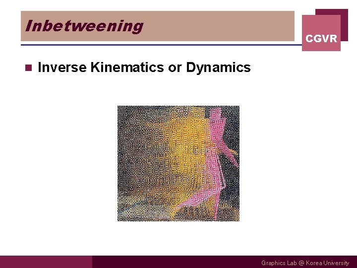 Inbetweening n CGVR Inverse Kinematics or Dynamics Graphics Lab @ Korea University 