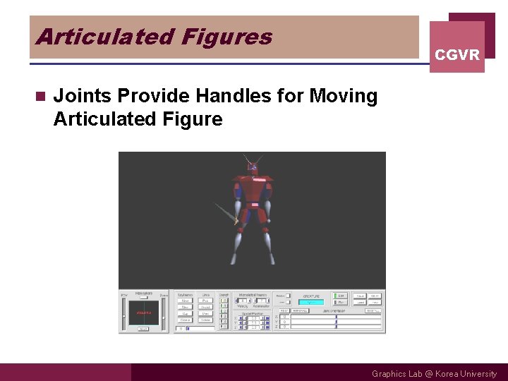 Articulated Figures n CGVR Joints Provide Handles for Moving Articulated Figure Graphics Lab @