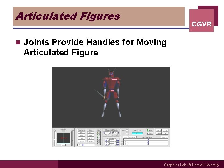 Articulated Figures n CGVR Joints Provide Handles for Moving Articulated Figure Graphics Lab @ Articulated Figures n CGVR Joints Provide Handles for Moving Articulated Figure Graphics Lab @