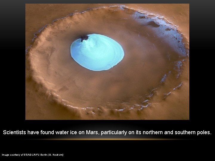Scientists have found water ice on Mars, particularly on its northern and southern poles.