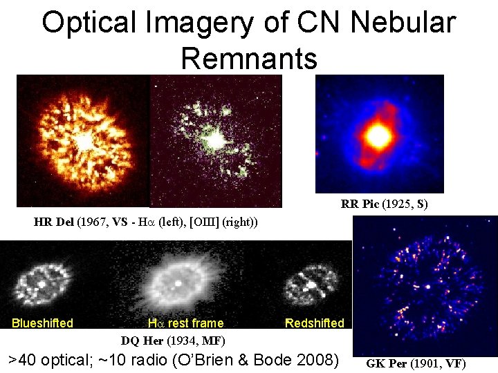 Optical Imagery of CN Nebular Remnants RR Pic (1925, S) HR Del (1967, VS