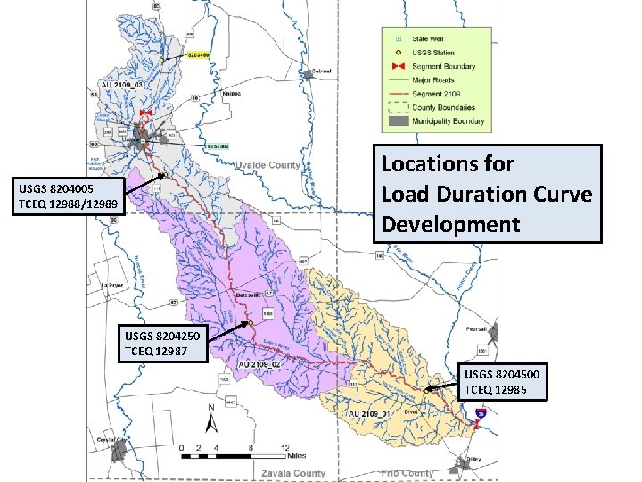 Locations for Load Duration Curve Development USGS 8204005 TCEQ 12988/12989 USGS 8204250 TCEQ 12987