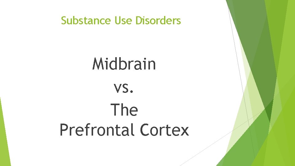 Substance Use Disorders Midbrain vs. The Prefrontal Cortex 