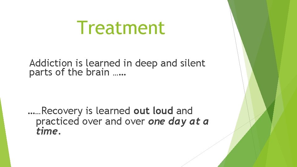 Treatment Addiction is learned in deep and silent parts of the brain …… ……Recovery