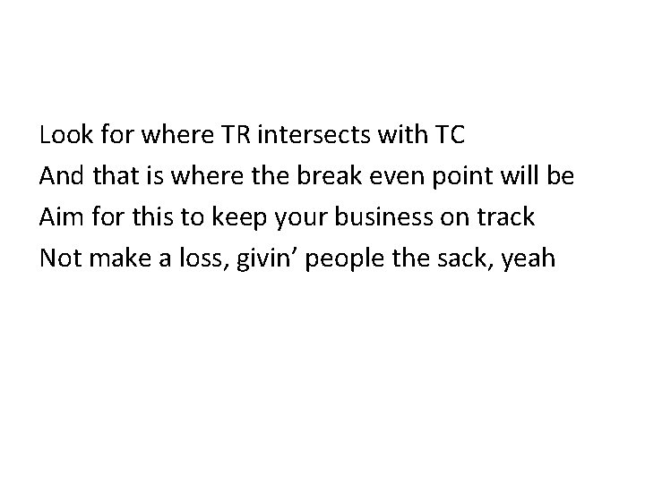 Look for where TR intersects with TC And that is where the break even