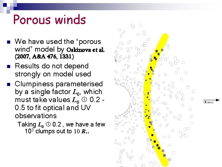 Porous winds n We have used the “porous wind” model by Oskinova et al.