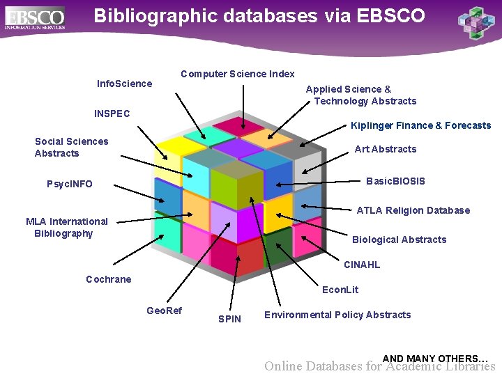 Bibliographic databases via EBSCO Info. Science Computer Science Index Applied Science & Technology Abstracts