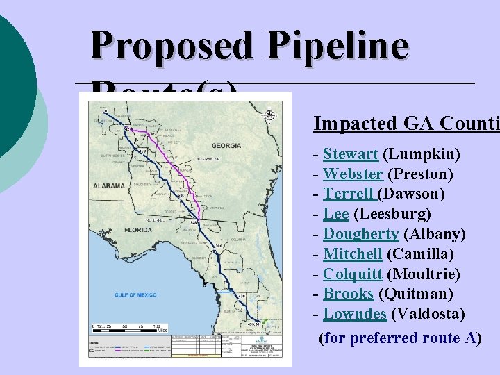Proposed Pipeline Route(s) Impacted GA Counti - Stewart (Lumpkin) - Webster (Preston) - Terrell