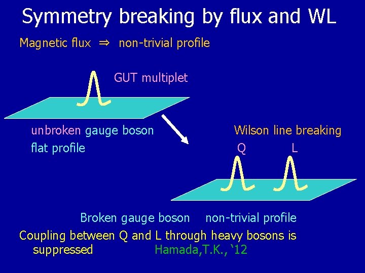 Symmetry breaking by flux and WL Magnetic flux ⇒　non-trivial profile GUT multiplet unbroken gauge