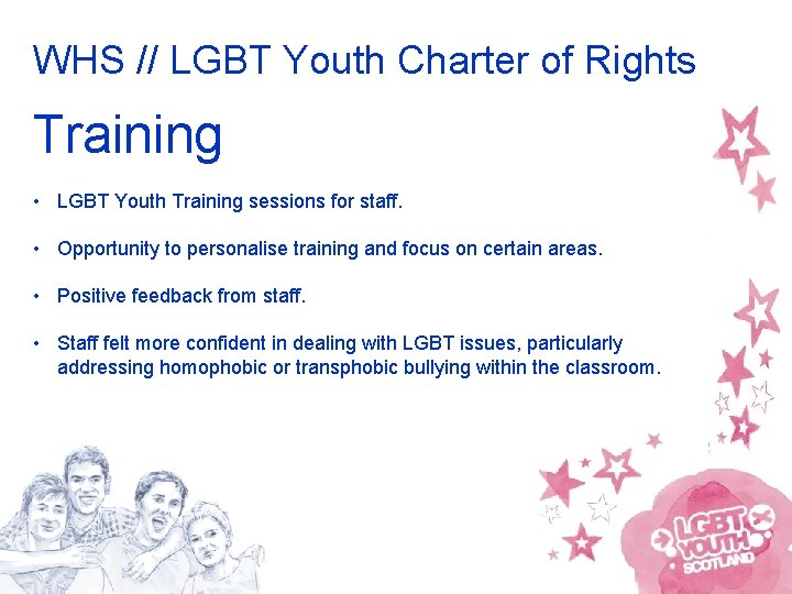 WHS // LGBT Youth Charter of Rights Training • LGBT Youth Training sessions for