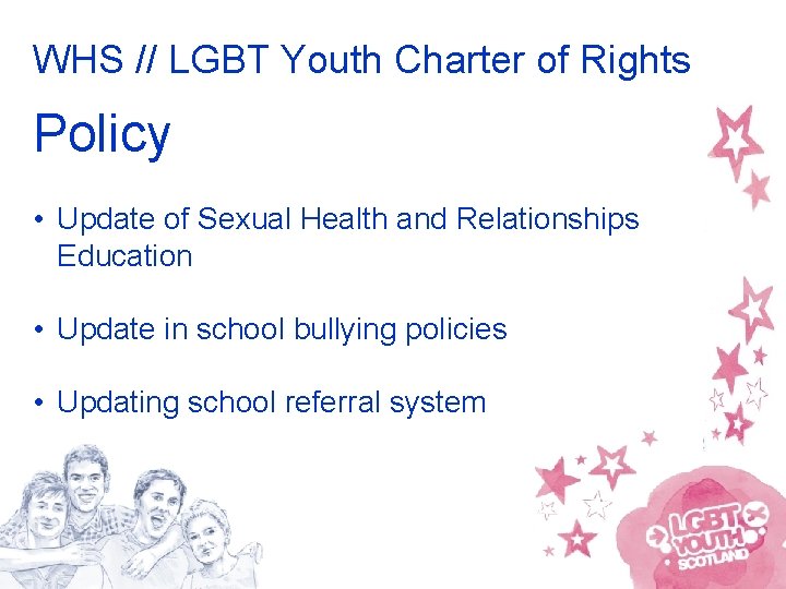 WHS // LGBT Youth Charter of Rights Policy • Update of Sexual Health and