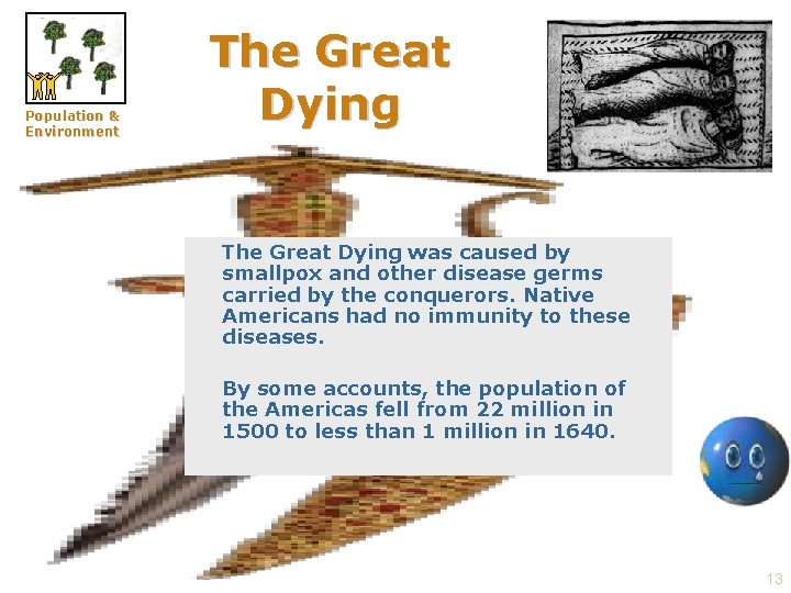 Population & Environment The Great Dying was caused by smallpox and other disease germs