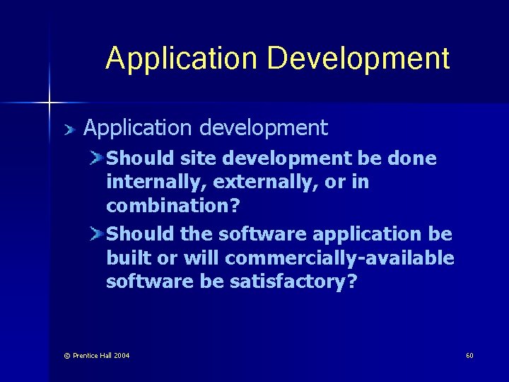 Application Development Application development Should site development be done internally, externally, or in combination?