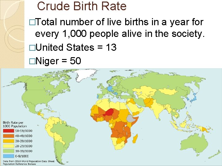 Crude Birth Rate �Total number of live births in a year for every 1,