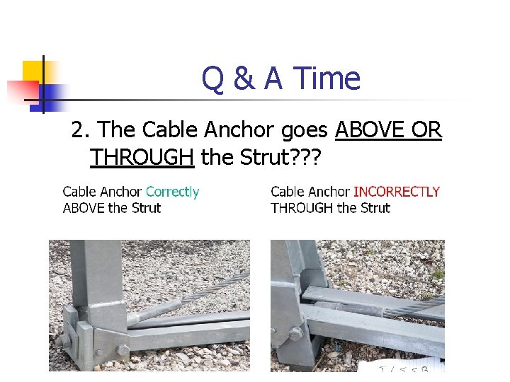 Q & A Time 2. The Cable Anchor goes ABOVE OR THROUGH the Strut?