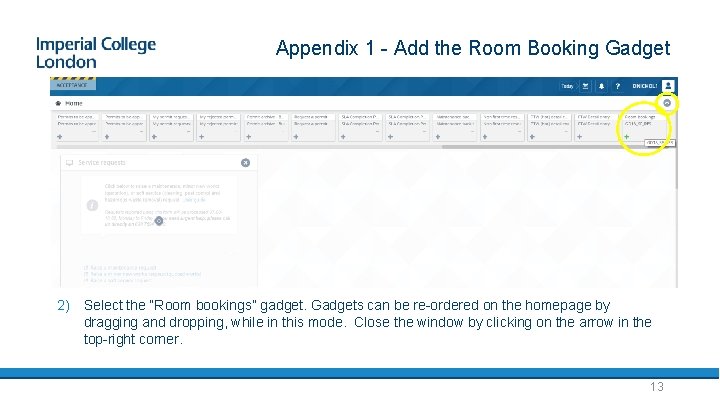 Appendix 1 - Add the Room Booking Gadget 2) Select the “Room bookings” gadget.