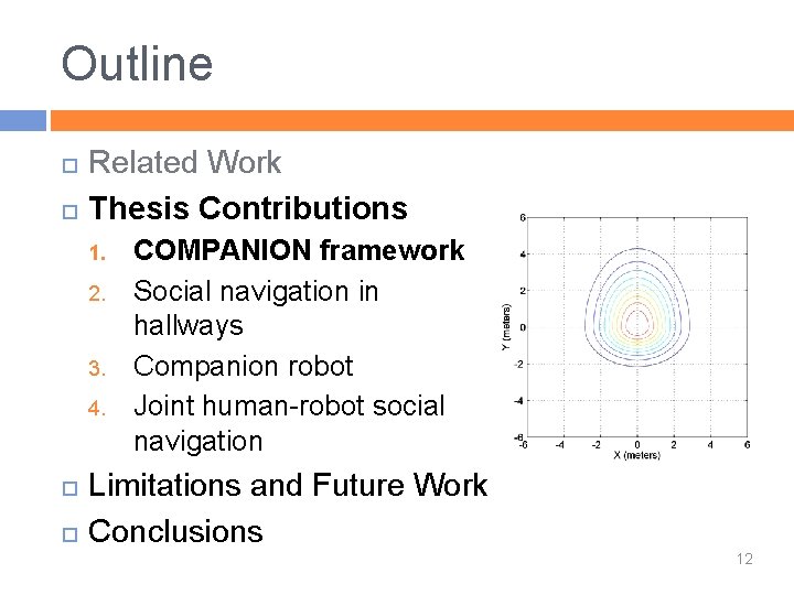 Outline Related Work Thesis Contributions 1. 2. 3. 4. COMPANION framework Social navigation in