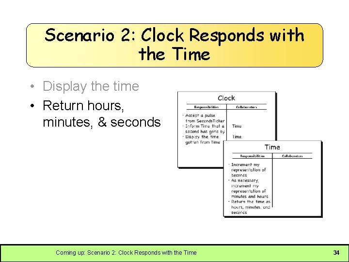 Scenario 2: Clock Responds with the Time • Display the time • Return hours,