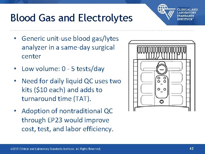 Blood Gas and Electrolytes • Generic unit-use blood gas/lytes analyzer in a same-day surgical Blood Gas and Electrolytes • Generic unit-use blood gas/lytes analyzer in a same-day surgical