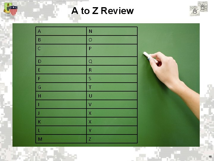 A to Z Review A N B O C P D Q E R