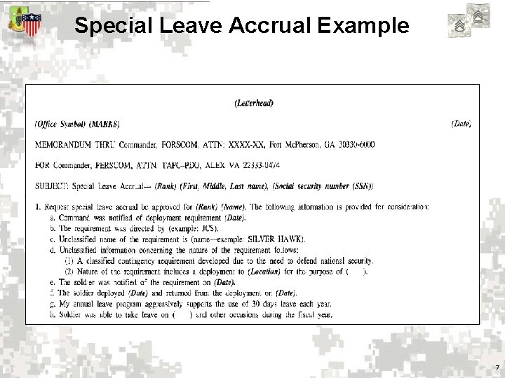 Special Leave Accrual Example 7 