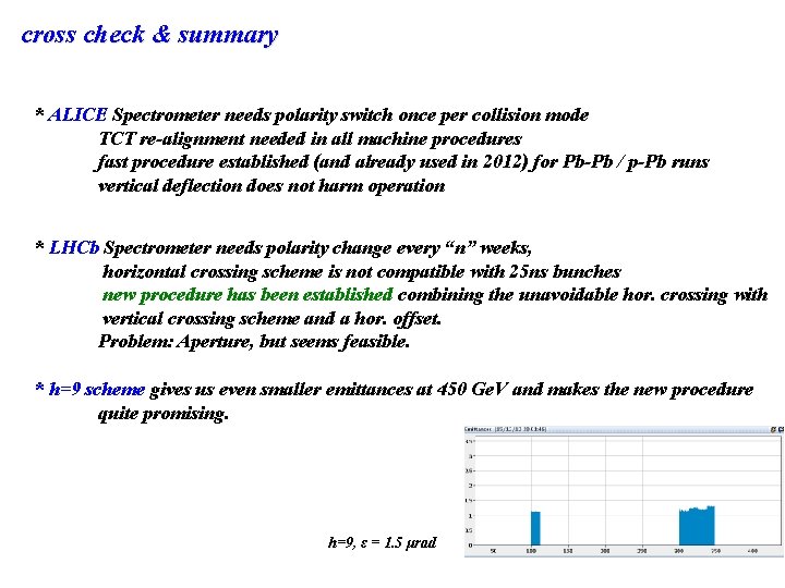 cross check & summary * ALICE Spectrometer needs polarity switch once per collision mode