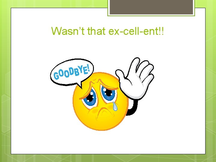 Wasn’t that ex-cell-ent!! 