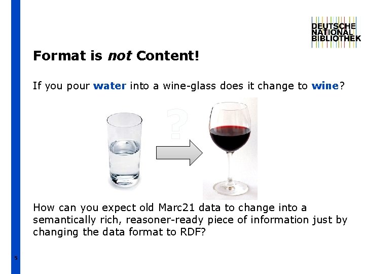 Format is not Content! If you pour water into a wine-glass does it change